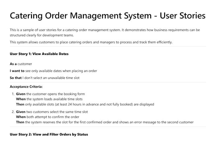 write user stories and requirements for your app or website